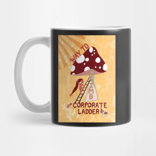 Way to Climb the Corporate Ladder with Swedish gnome and magic mushrooms - yellow, red Mug